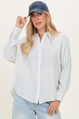Ivory Striped Cotton Gauze Maternity Button Down Shirt