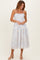 Cream Floral Eyelet Lace Tie Back Midi Dress