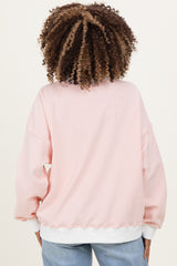 Peach Striped Mock Neck Maternity Sweatshirt