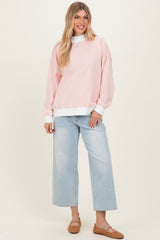 Peach Striped Mock Neck Sweatshirt