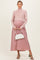 Mauve Knit Contrast Top Satin Maternity Midi Dress