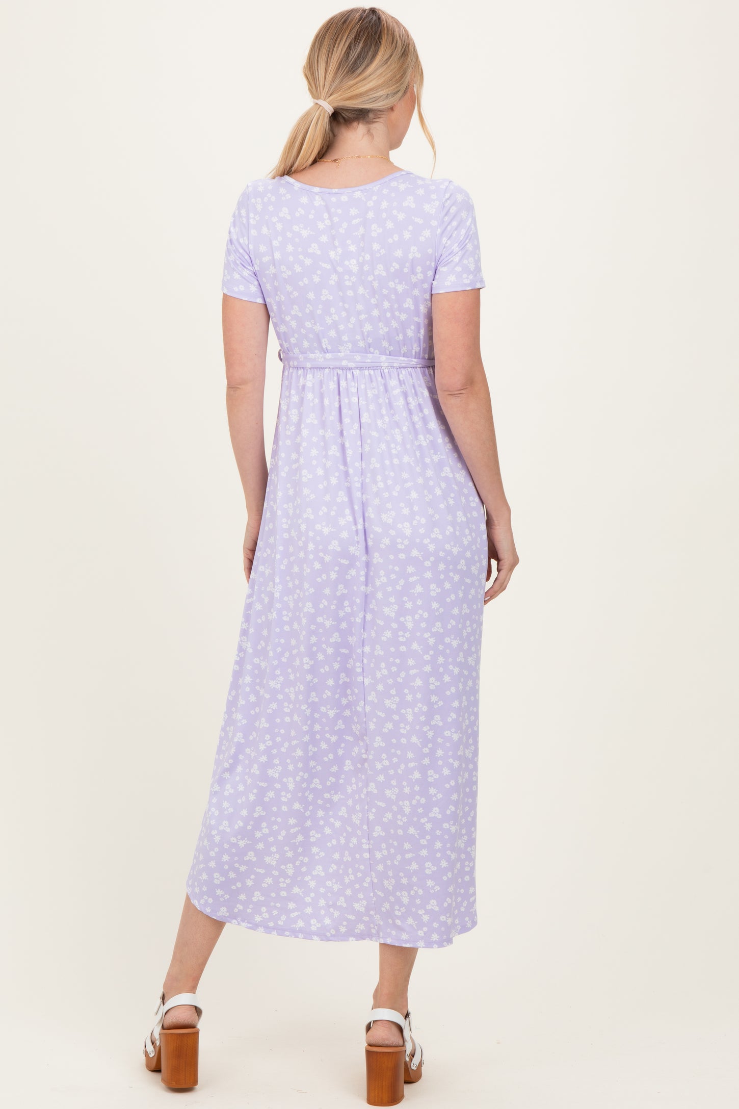 short sleeve lavender dress Lilla Cavallo | Lilac Short Sleeve Maxi Dress