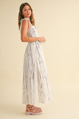 Charcoal Tie Dye Printed Maxi Dress