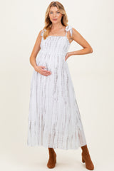 Charcoal Tie Dye Printed Maternity Maxi Dress