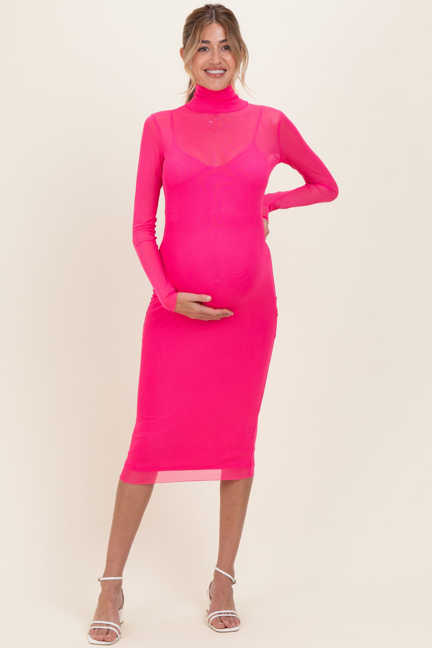 maternity fitted midi dress Women's Cotton Cashmere Maternity Fitted Midi Dress in Mocha Heather, Size XS by Quince