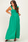 Green Cinched Smocked Bust Sleeveless Maternity Maxi Dress