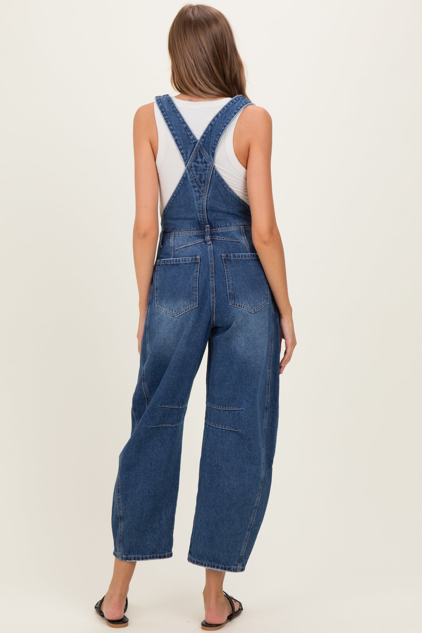 Blue Barrel Leg Maternity Denim Overalls