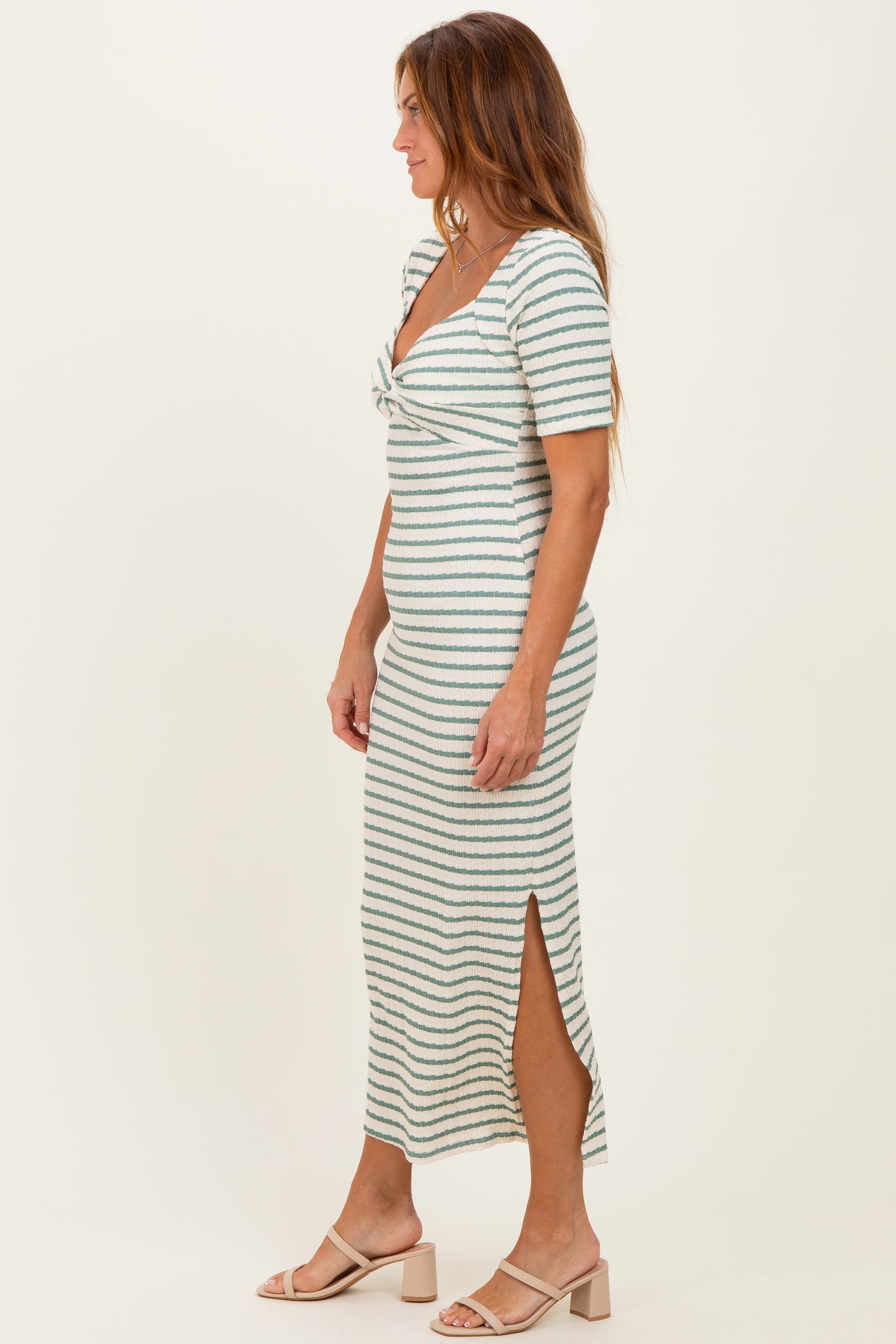 knit maxi dress short sleeve Contrast collar short sleeve knit maxi dress - Black