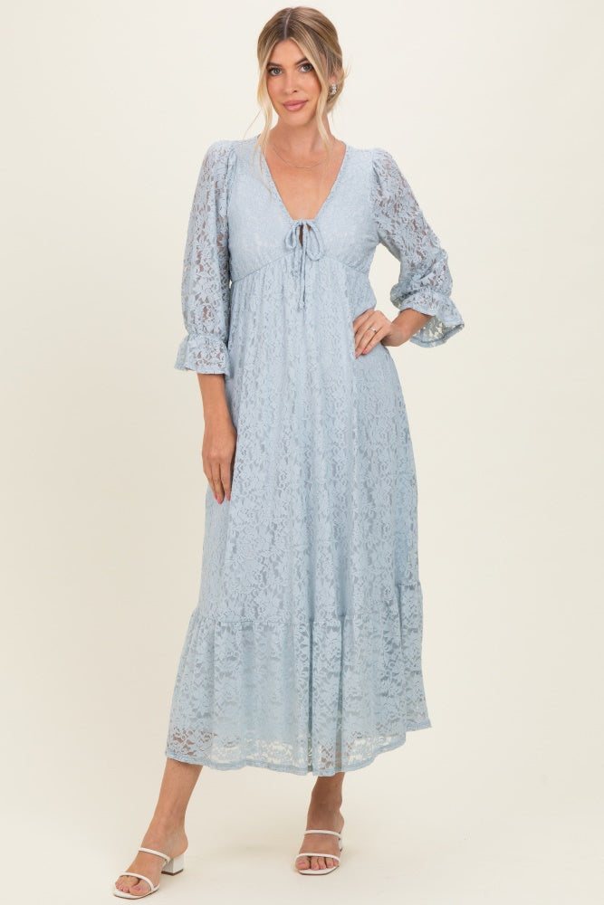 blue lace 3 4 sleeve dress Light Floral 3/4 Ruffle V-Neck Maxi All our dresses are foreverclassic Ecirod Womens 2 Piece Color:Champagne Pink