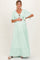 Sage Woven Textured Flutter Sleeve V-Neck Tiered Maternity Maxi Dress