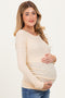Yellow Waffle Knit Long Sleeve Ruched Maternity Tunic Top