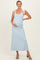 Light Blue Knit Contrast Shoulder Tie Maternity Dress