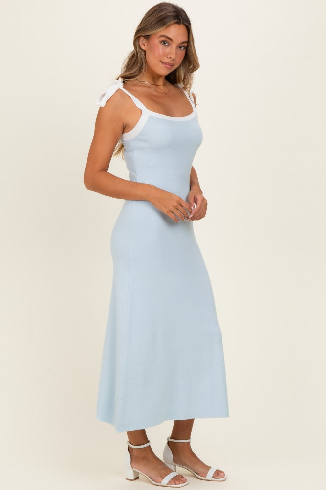blue shoulder tie dress Ruffled Long Tie-Dye Prom Dress with Shoulder Ties Ocean Blue / 00
