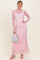 Light Pink Lace Mock Neck Long Sleeve Maxi Dress
