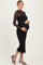 Black Lace Overlay Fitted Maternity Midi Dress