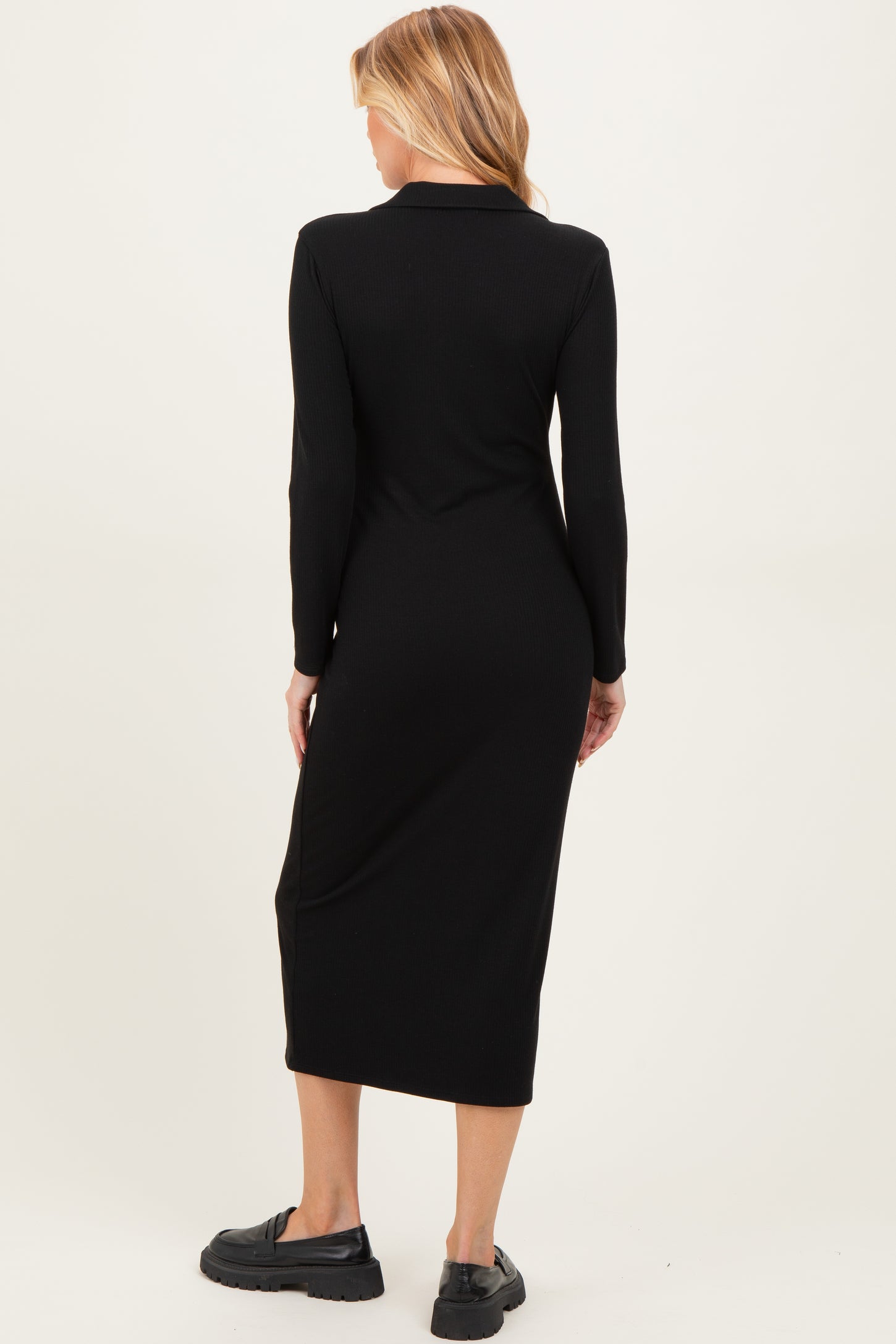 black ribbed midi dress long sleeve Black Ribbed Long Sleeve Midi Sweater Dress | Womens | X-Large (Available in M, L) | Polyester/Viscose