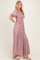 Dusty Pink Floral Wide Leg Jumpsuit