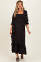 Black Floral 3/4 Sleeve Maternity Maxi Dress