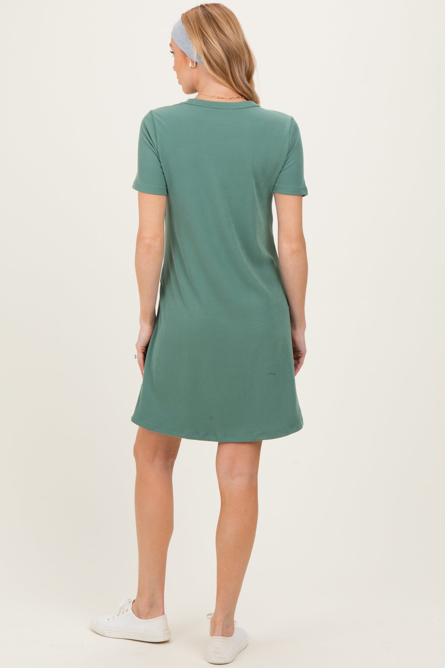 ribbed t shirt dress Tory Burch Women's Cotton T-Shirt in Black, size S Tumble dry low Olive Ribbed Knit Basic Short