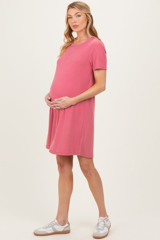 pink maternity shirt dress Womens JoJo Maman Bb Rose Pink Textured Button Through Maternity Shirt Dress L (US 12-14)