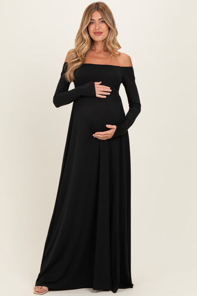 PinkBlush Black Off Shoulder Maternity Maxi Dress PinkBlush Black Off Shoulder Maternity Maxi Dress
