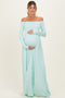 PinkBlush Mint Off Shoulder Maternity Maxi Dress
