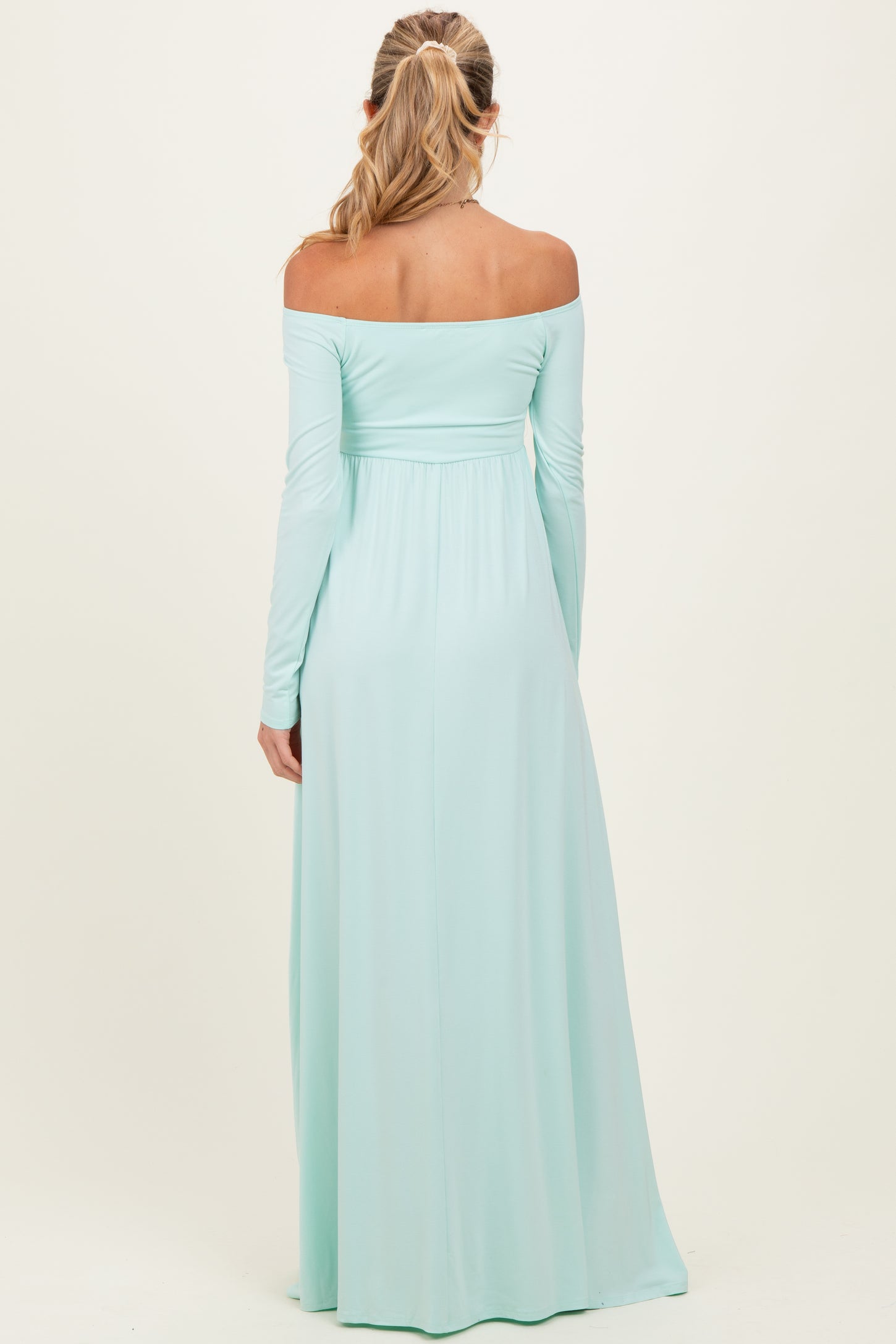 PinkBlush Mint Off Shoulder Maternity Maxi Dress PinkBlush Mint Off Shoulder Maternity Maxi Dress