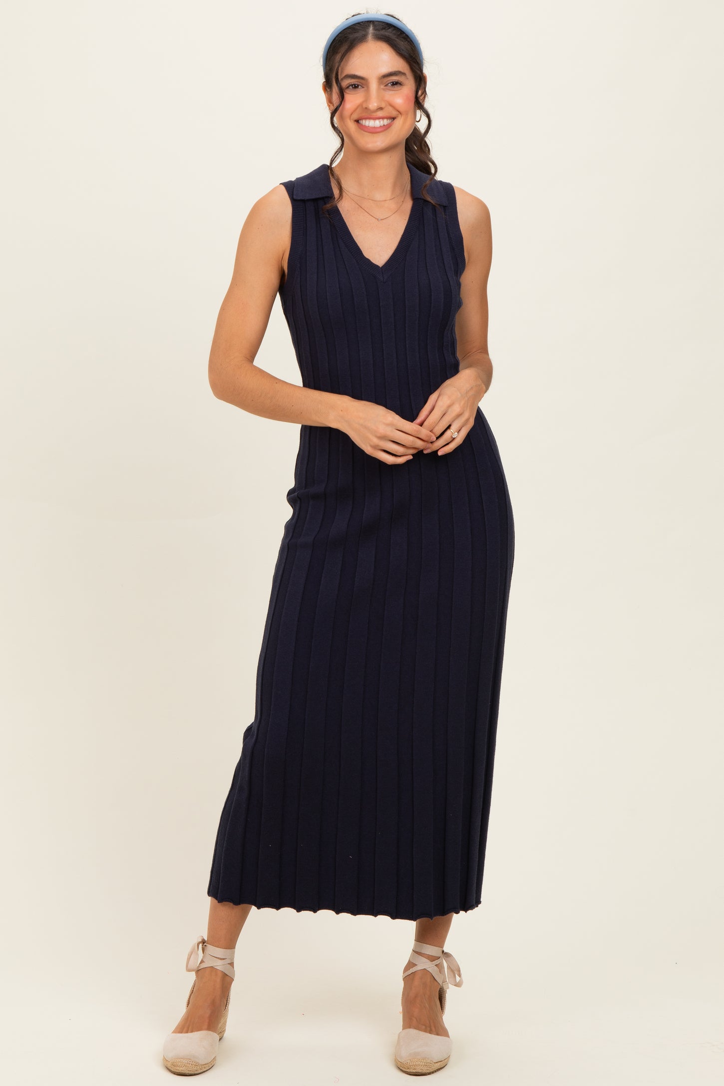 collared sleeveless maxi dress Collared striped sleeveless buttoned maxi dress - BlackandWhite - L