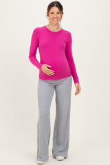 Hot Pink Long Sleeve Maternity Top