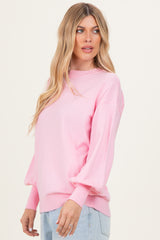 Light Pink Fine Knit Balloon Sleeve Sweater