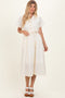 Beige Button Down Frayed Midi Dress