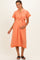 Salmon Button Down Frayed Maternity Midi Dress