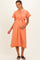 Salmon Button Down Frayed Maternity Midi Dress
