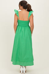 Green Cutout Seam Detail Maternity Midi Dress