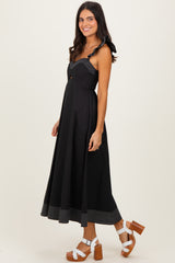 Black Cutout Seam Detail Midi Dress