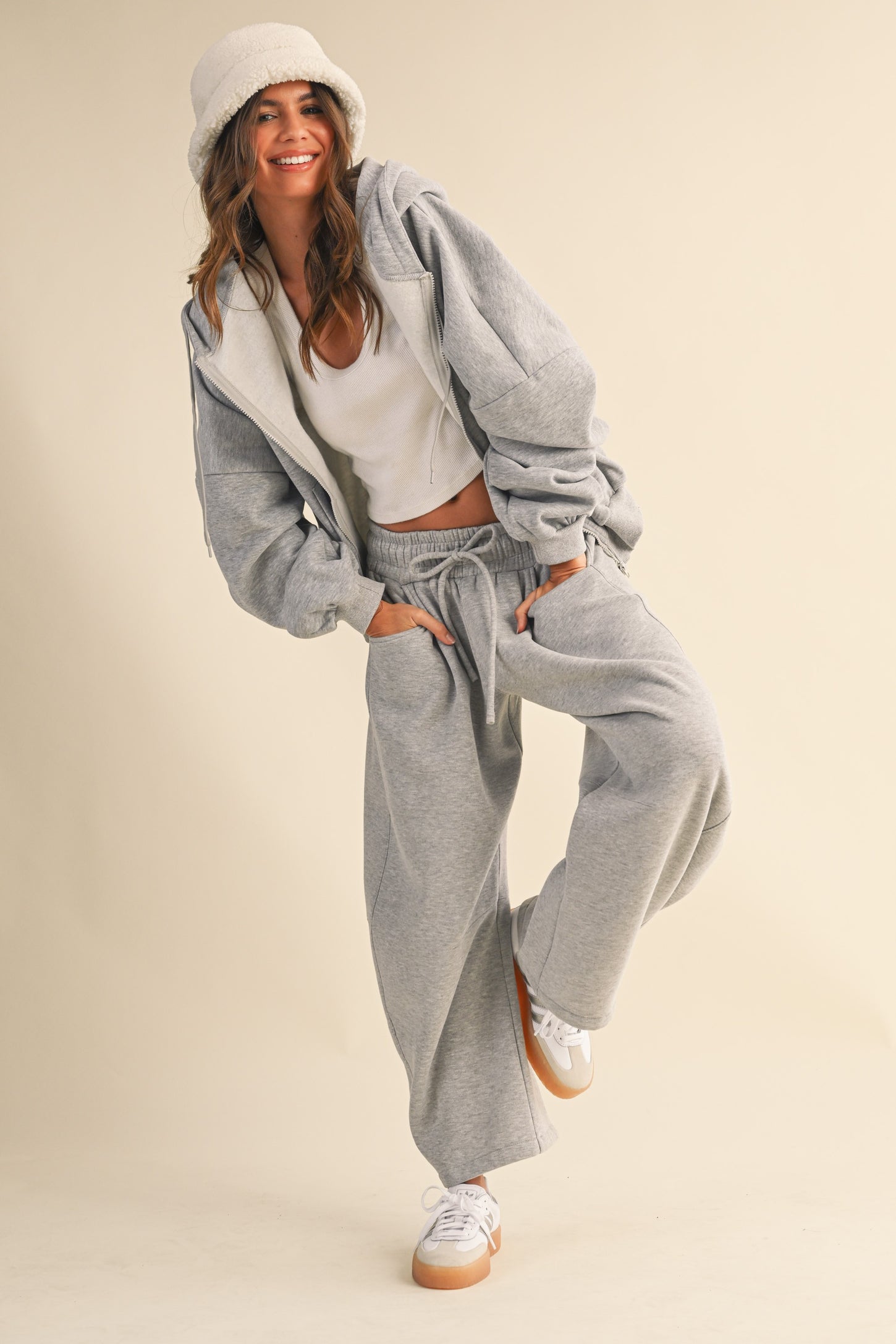 Heather Grey Barrel Leg Drawstring Sweatpants