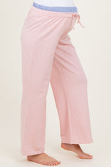 Light Pink Contrast Waistband Maternity Lounge Pants