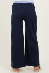 Navy Contrast Waistband Maternity Lounge Pants