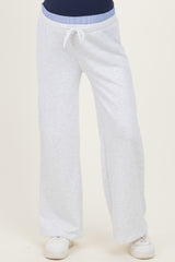 Heather Grey Contrast Waistband Maternity Lounge Pants