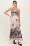 Cream Floral Border Twist Front Cutout Maternity Maxi Dress