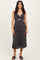 Black Floral Twisted Front Midi Dress