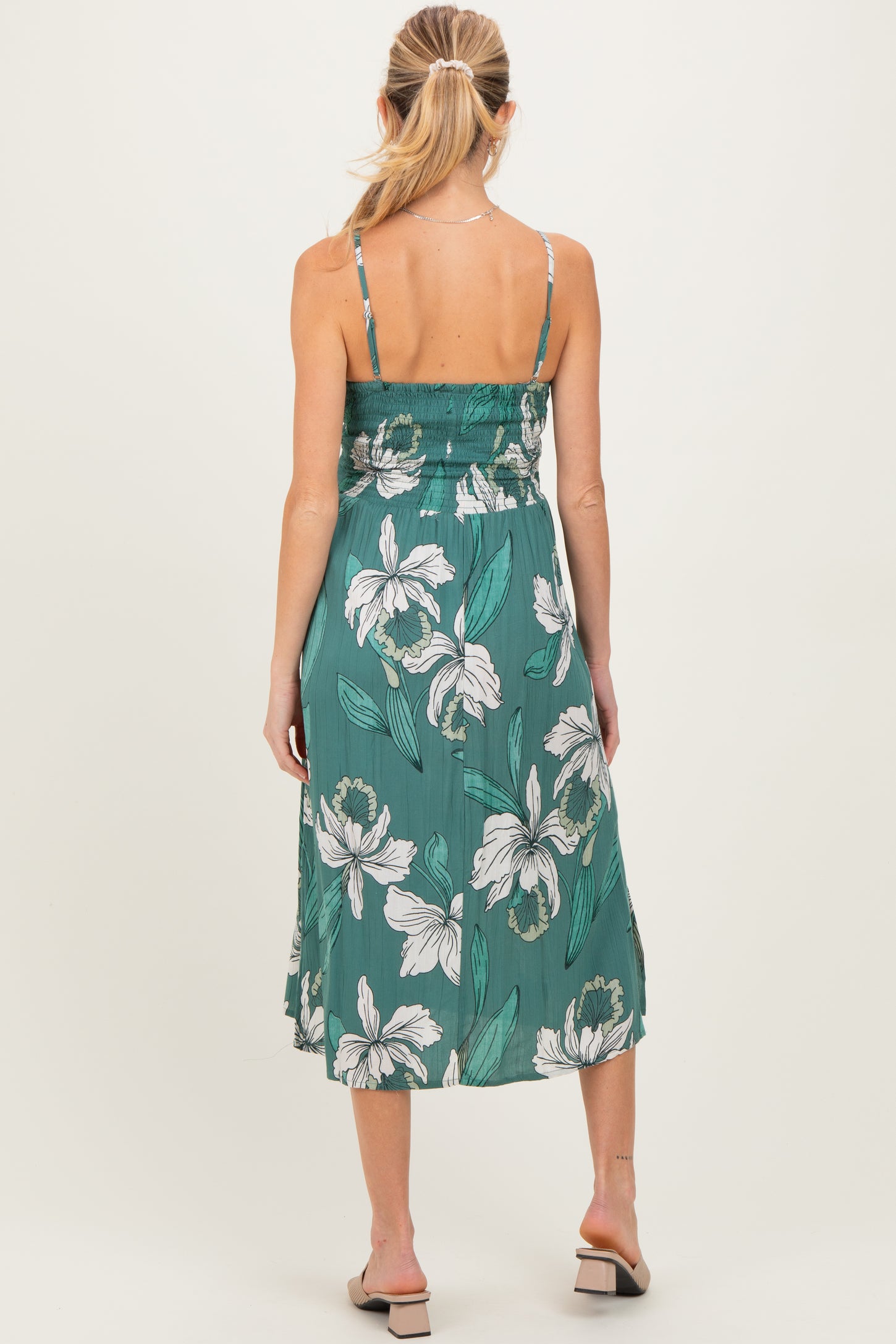 Jade Floral Twisted Front Cutout Maternity Midi Dress