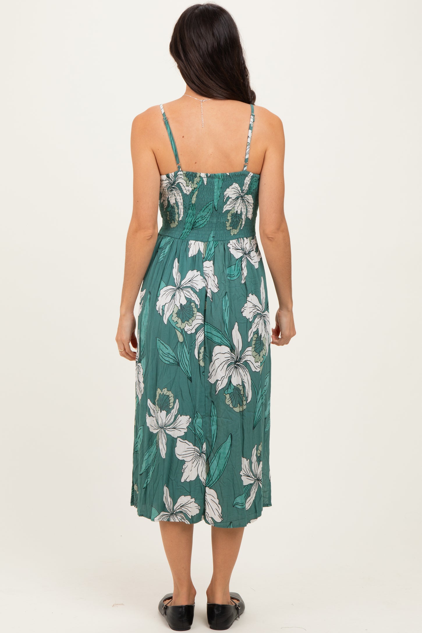 Jade Floral Twisted Front Cutout Midi Dress