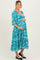 Turquoise Floral Twisted Front Flutter Sleeve Maternity Midi Dress