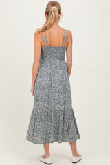 Olive Floral Lace Detail Strappy Maternity Maxi Dress