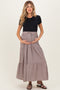 Brown Gingham Tiered Maternity Maxi Skirt