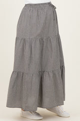 Black Gingham Tiered Maternity Maxi Skirt