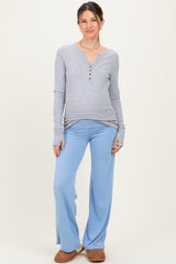 Light Blue Wide Leg Fold Over Maternity Lounge Pants