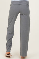 Grey Wide Leg Fold Over Maternity Lounge Pants