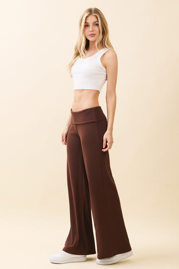 Cocoa Wide Leg Fold Over Lounge Pants
